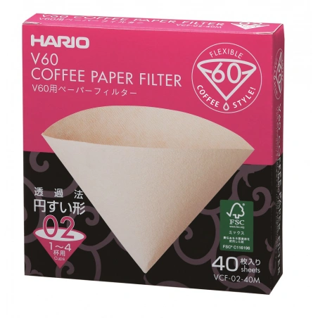 Hario - papierový filter, V60-02 dripper 40ks