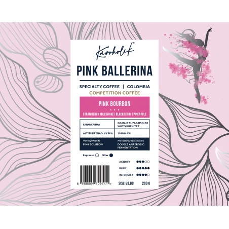 KÁVOHOLIK, Kolumbia, PINK BALLERINA, dvojitá fermentácia, zrnková káva