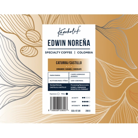 KÁVOHOLIK, Kolumbia, Edwin Norena, Caturra Castillo, Honey, Cinnamon Co-Ferm