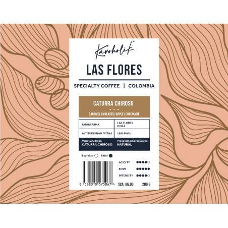 KÁVOHOLIK, Kolumbia, Las Flores, Caturra Chiroso, natural