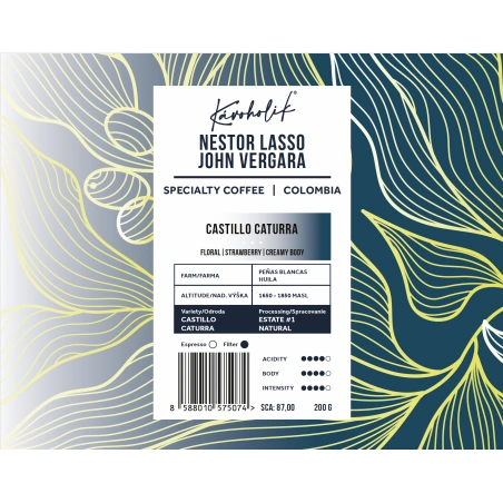 KÁVOHOLIK, Kolumbia, Nestor Lasso, John Vergara Castillo Caturra, natural