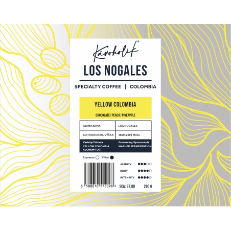 KÁVOHOLIK, Kolumbia, Los Nogales, Yellow Colombia Alchemy Lot, Washed