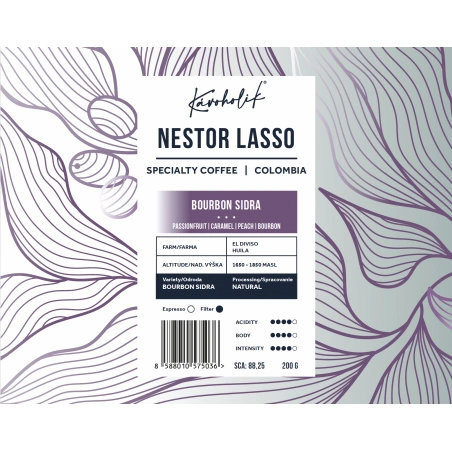 KÁVOHOLIK, Kolumbia, Nestor Lasso, Bourbon Sidra, natural