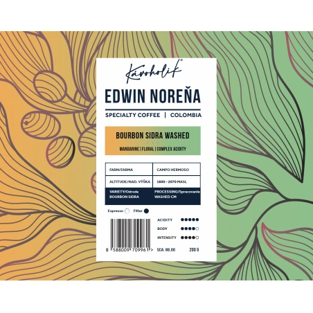 KÁVOHOLIK, Kolumbia, Edwin Norena, Bourbon Sidra, Washed 