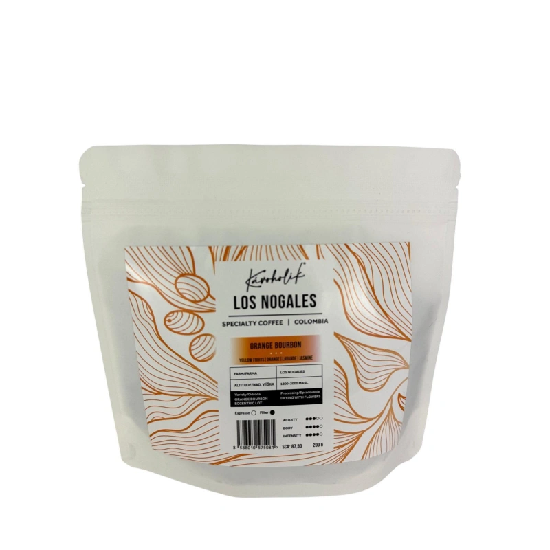 KÁVOHOLIK, Kolumbia, Los Nogales, Orange Bourbon, Drying with Flowers KÁVOHOLIK, Kolumbia, Los Nogales, Orange Bourbon, Drying with Flowers