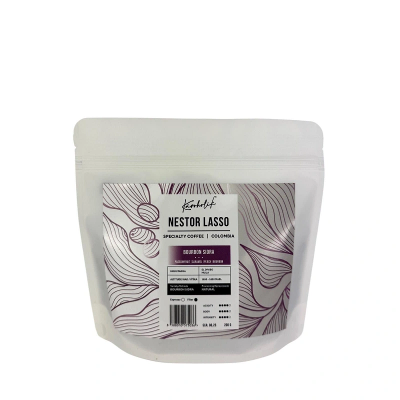 KÁVOHOLIK, Kolumbia, Nestor Lasso, Bourbon Sidra, natural KÁVOHOLIK, Kolumbia, Nestor Lasso, Bourbon Sidra, natural