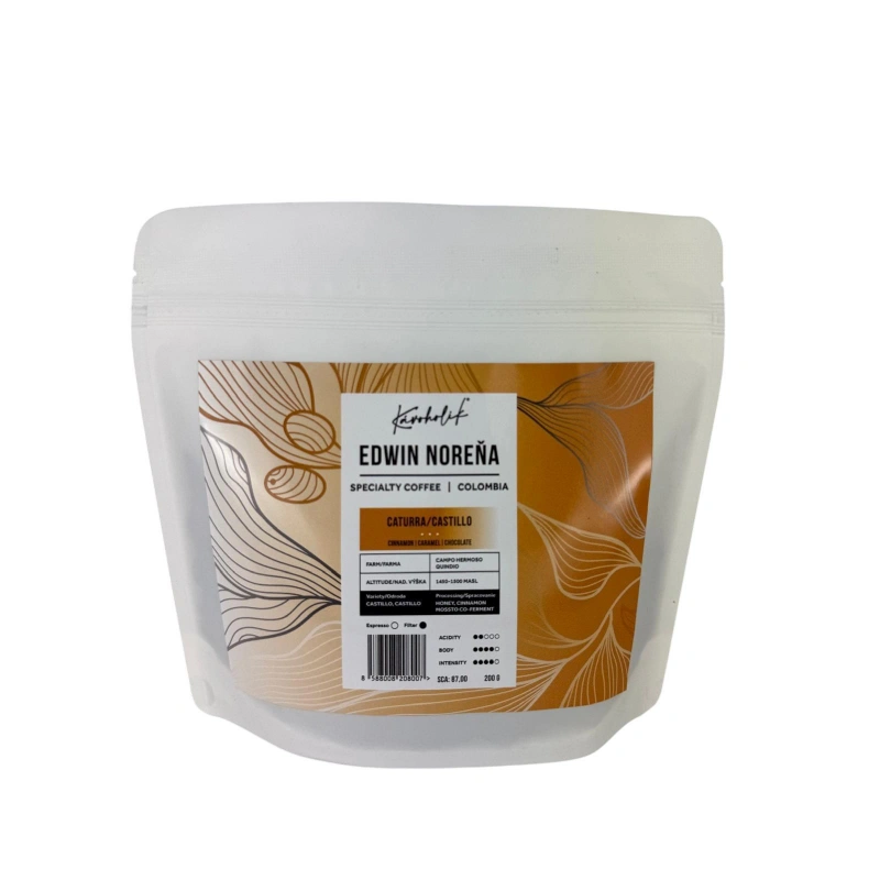 KÁVOHOLIK, Kolumbia, Edwin Norena, Caturra Castillo, Honey, Cinnamon Co-Ferm KÁVOHOLIK, Kolumbia, Edwin Norena, Caturra Castillo, Honey, Cinnamon Co-Ferm