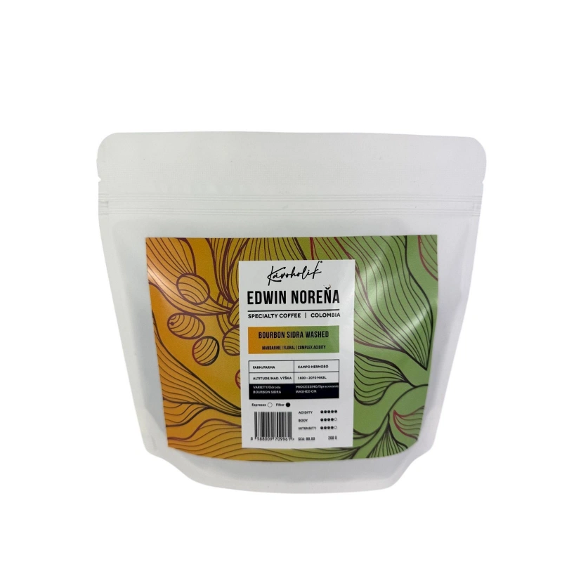 KÁVOHOLIK, Kolumbia, Edwin Norena, Bourbon Sidra, Washed KÁVOHOLIK, Kolumbia, Edwin Norena, Bourbon Sidra, Washed