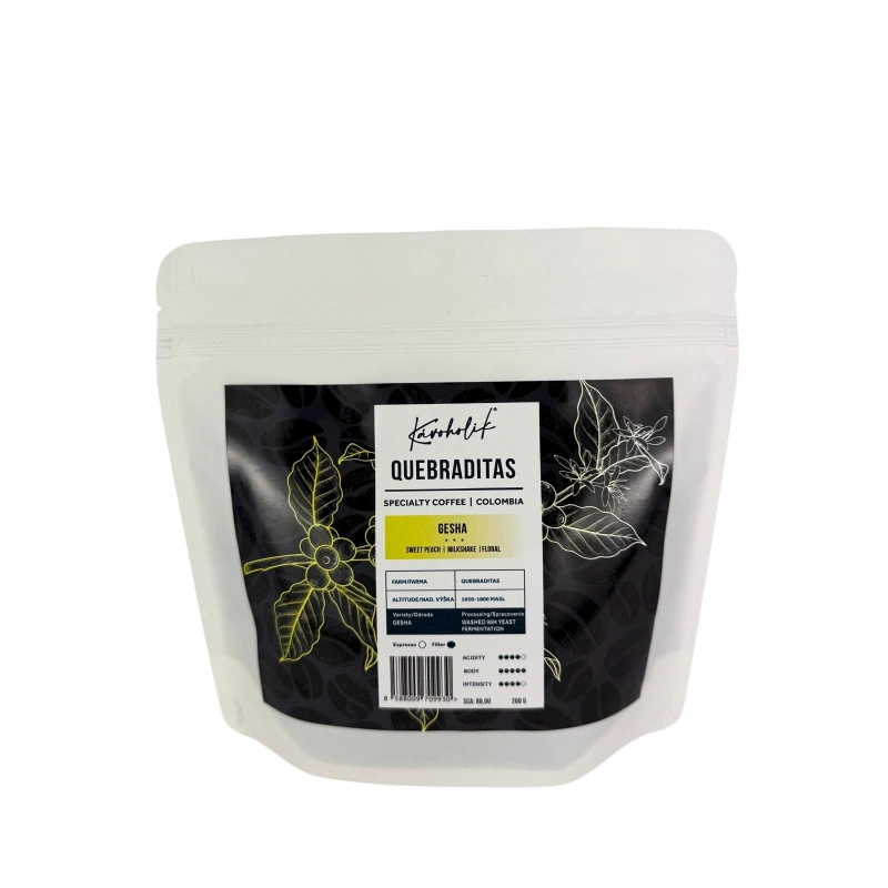 KÁVOHOLIK, Kolumbia, Quebraditas, Gesha, Washed KÁVOHOLIK, Kolumbia, Quebraditas, Gesha, Washed