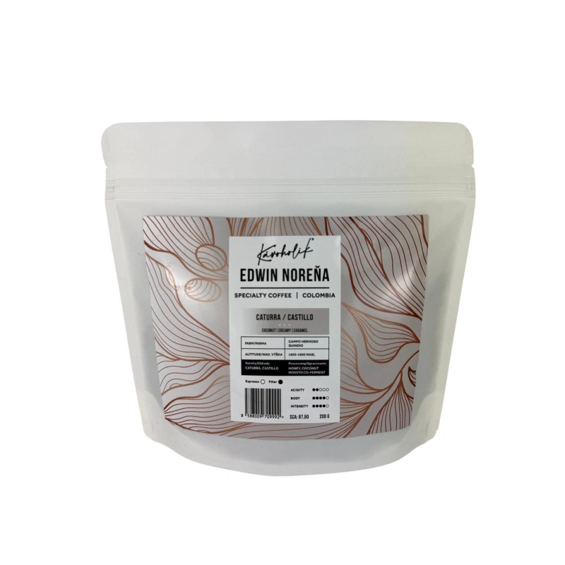 KÁVOHOLIK, Kolumbia, Edwin Norena, Caturra Castillo, Honey, Coconut Co-Ferm KÁVOHOLIK, Kolumbia, Edwin Norena, Caturra Castillo, Honey, Coconut Co-Ferm