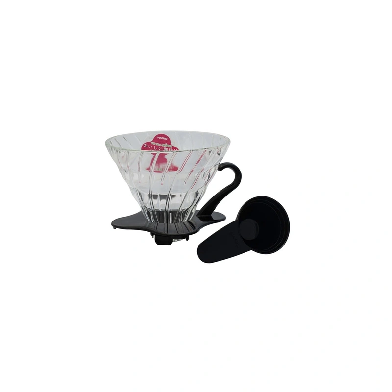 Hario V60-02 Sklenený Coffee Dripper čierny
